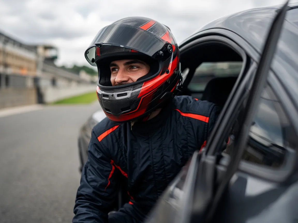 Man at a race car driving experience