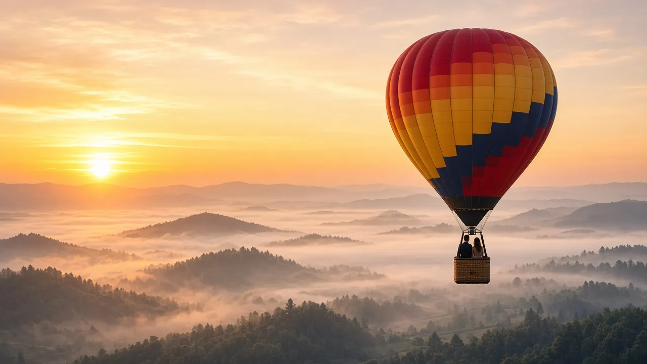 Hot air balloon ride at sunrise, a classic experience wedding gift for newlyweds