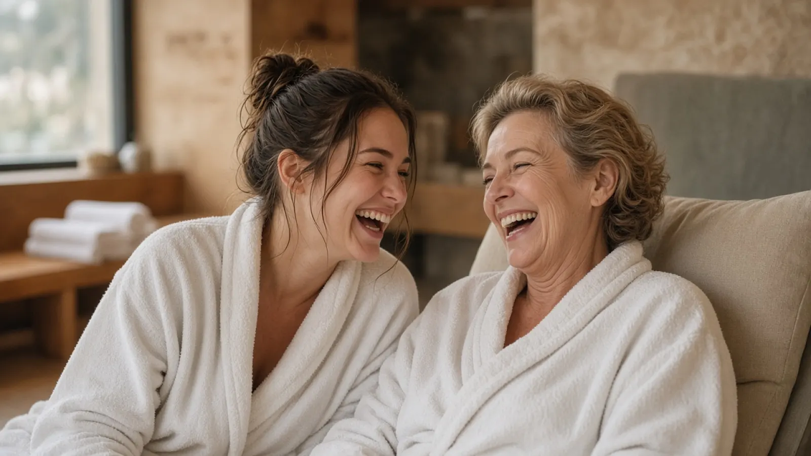 Mother and adult daughter enjoying a spa day experience gift together